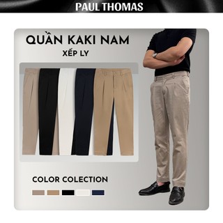  Quần Dài Kaki PAUL THOMAS Quần Dài Form Regular Đứng Thiết Kế Xếp Ly Sang Trọng 