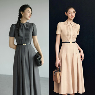 váy somi cổ đức xếp li ngực Cuppie dress kèm belt