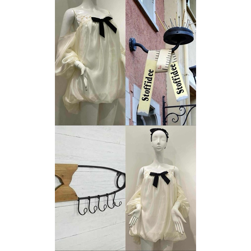 Dora dress đầm bí tơ phối ren nơ điểm nhấn babydoll khôn kèm quần thiết kế AGUJA | BigBuy360 - bigbuy360.vn