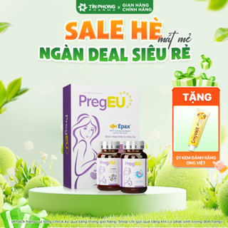TPBVSK PregEU Hỗ trợ Bổ sung DHA, Canxi & Vi Chất Cho Bà Bầu, Phụ Nữ Mang Thai Và Cho Con Bú 60 Viên/2 Lọ