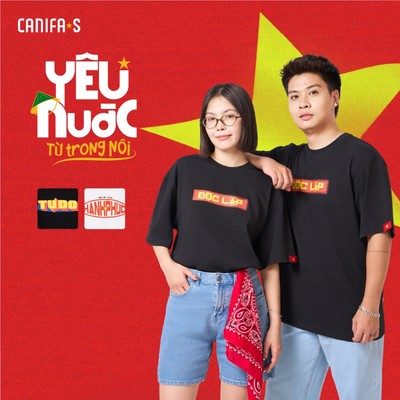 Áo phông Độc Lập - Tự do - Hạnh phúc unisex người lớn CANIFA S áo thun Việt Nam 5TS25S050