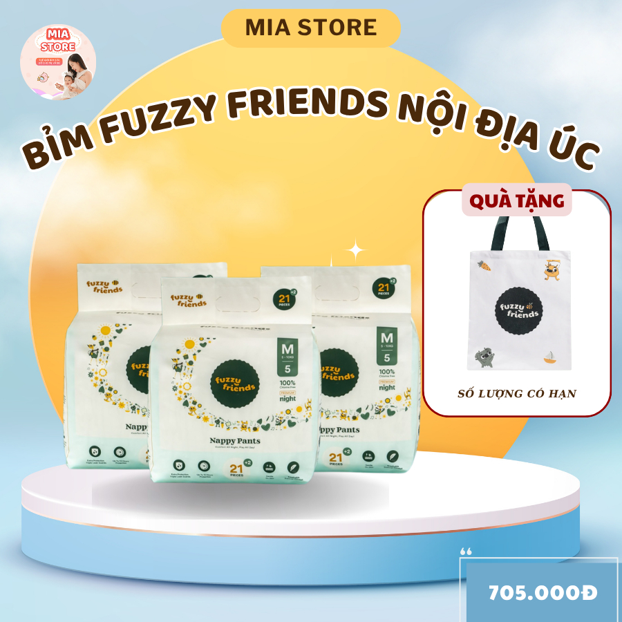 [QUÀ TẶNG KHÔNG BÁN] TÚI TOTE FUZZY FRIENDS ĐỰNG NHIÊU ĐỒ