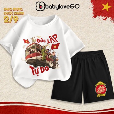 Đồ quần áo cờ đỏ sáo vàng cho bé BabyloveGO set đồ mừng lễ Quốc Khánh 2-9