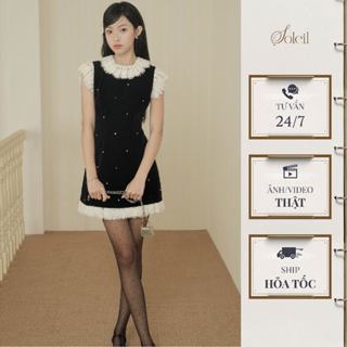 Váy Đầm Thiết Kế Nữ Không Tay Dáng Ngắn Phối Ren Đính Đá Tiểu Thư Sang Chảnh SOLEIL- Cara Dress VD21