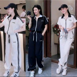 Set Bộ Gió Nhăn Cổ Bẻ Áo Khoá Cộc Mix Quần Dài Cạp Chun Co Giãn Dễ Mặc Dễ Mix Đo lÀm Đi ChơiTop Nữ By TH