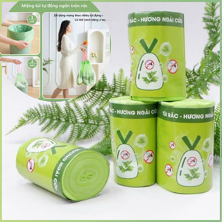 Túi Đựng Rác Hương Ngải Cứu Chống Côn Trùng Tự Phân Hủy Dây Rút Tiện Lợi 50 Túi Màu Xanh Lá Kích Thước 43x40cm