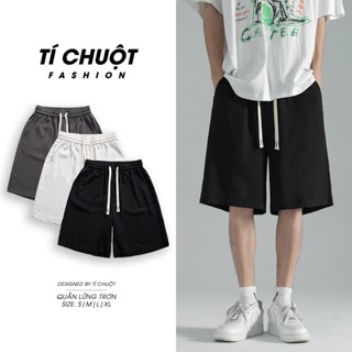 Quần short lửng ngố trơn nam nữ ống rộng có túi, quần đùi thun unisex thời trang