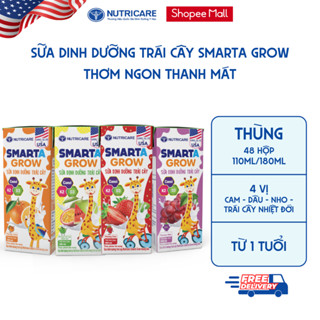 Thùng 48 Hộp Sữa Trái Cây SMARTA GROW Nutricare Giúp Bé Tăng Chiều Cao Xương Chắc Khoẻ Bổ Sung Năng Lượng Bé Từ 1 Tuổi