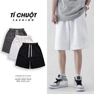 Quần short thun trơn nam nữ unisex ống rộng có túi, quần đùi lửng ngố thời trang