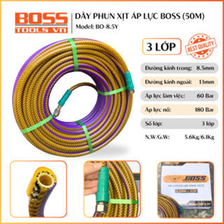  Dây xịt thuốc dây rửa xe cao áp BOSS dùng cho đầu phun xịt dây curoa dài 50 mét 8.5mm và 6.5mm | BH 12 tháng 