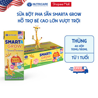 Thùng 48 Hộp Sữa Bột Pha Sẵn SMARTA GROW Nutricare Tăng Chiều Cao Phát Triển Trí Não Tăng Sức Đề Kháng Cho Bé Từ 1 Tuổi