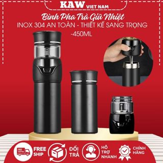 Bình Pha Trà Kiêm Giữ Nhiệt Trà KAW 450ml Lưới Lọc Công Nghệ Đức, Chất Liệu Cao Cấp, Sang Trọng