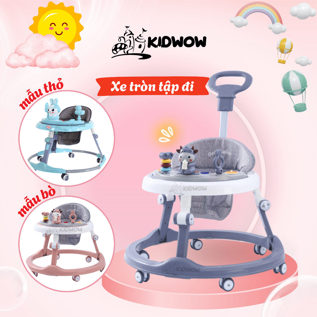 Xe Tròn Tập Đi Kết Hợp Bàn Ăn Dặm 2in1 Đa Năng Có Nhạc Cho Bé (Thú Đồ Chơi Ngẫu Nhiên)