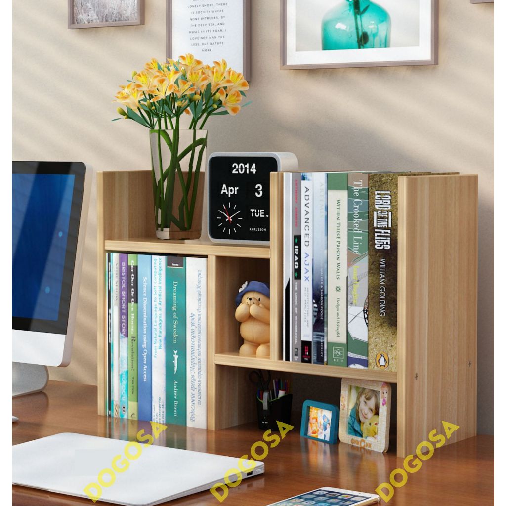 Kệ đựng sách mini để bàn bằng gỗ màu vân gỗ nhạt nhỏ gọn cao cấp