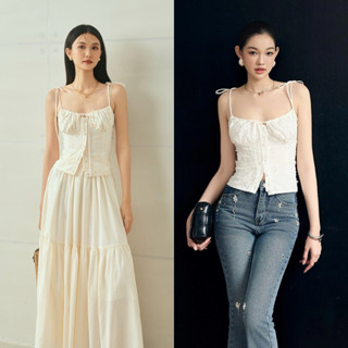 áo dây rút xô thêu nút bọc Senna top