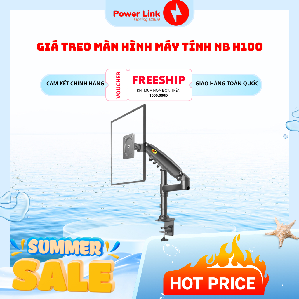 Giá Treo Màn Hình Máy Tính NB H100 – Trụ Đứng Chắc Chắn, Xoay Gập Linh Hoạt