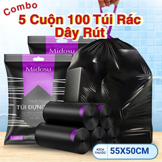 Combo 100 Túi Đựng Rác Dây Rút Kích Thước 55x50cm Có Khả Năng Tự Phân Hủy Thân Thiện Với Môi Trường