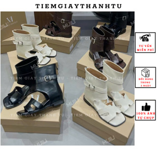 R962-11 Giày sandal nữ cổ cao da lỳ mềm đế độn 5cm hàng Miji cao cấp fullbox