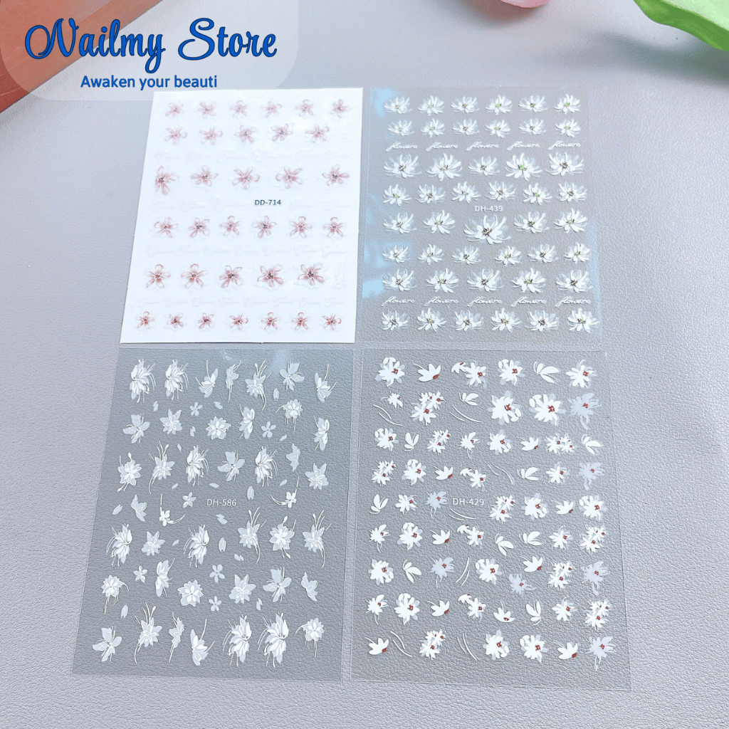 Sticker dán móng, sticker nail, miếng dán móng tay 3D nail sticker (Hoa, lá)
