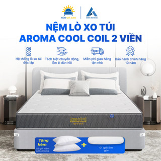 Nệm Lò Xo Túi Độc Lập Aroma Cool Coil 2 Viền- Êm Đàn Hồi Thoáng Khí, Nâng Đỡ Cơ Thể- Bảo Hành 10 Năm