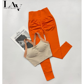 Set đồ tập quần dài leggings chun mông áo bra mút đúc MITAO mix set - LAV Activewear