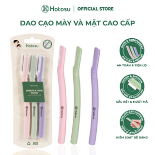 DAO CẠO MÀY VÀ MẶT HOTOSU CAO CẤP PREMIUM EYEBROW & FACIAL RAZORS (3 CÂY NHIỀU MÀU)