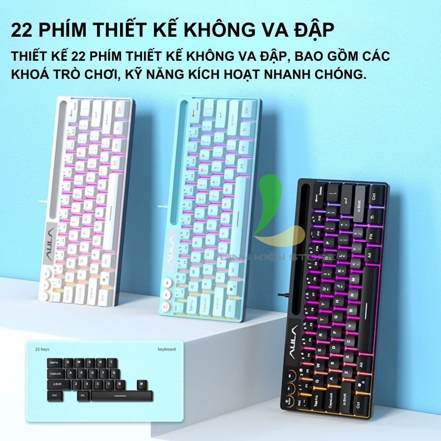 Bàn Phím Có Dây HOSAN AULA F3061 Gaming 64 Phím Có RGB, Giao Diện USB Và Chuột S50 | BigBuy360 - bigbuy360.vn