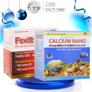Combo viên uống sắt Fevitt Nano và Calcium hô trợ bổ sung sắt và canxi cho cơ thể ( Hộp 100v)