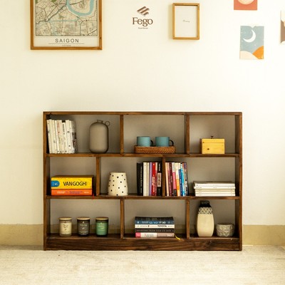 Kệ Sách 3 Tầng Fego Gỗ Thông Tự Nhiên - Kệ Gỗ Chia Ngăn Đa Năng Cho Bé, Phòng Làm Việc
