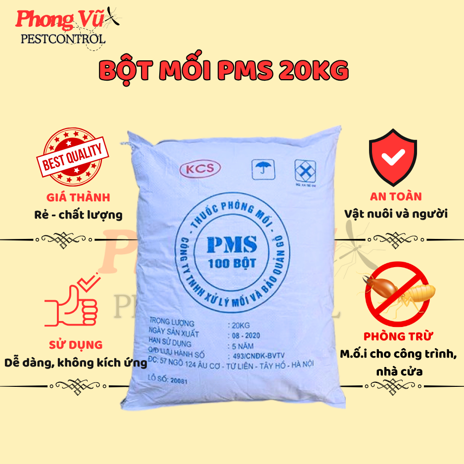 Bột chống m.ố.i PMS 100 bao 20kg: dùng cho công trình, nhà cửa (đơn từ 4 bao vui lòng ib shop)
