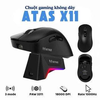 Chuột gaming không dây ATAS X11 Pro - 3 chế độ kết nối - Mắt đọc PAW3311 -  Hỗ trợ App macro - Dock sạc