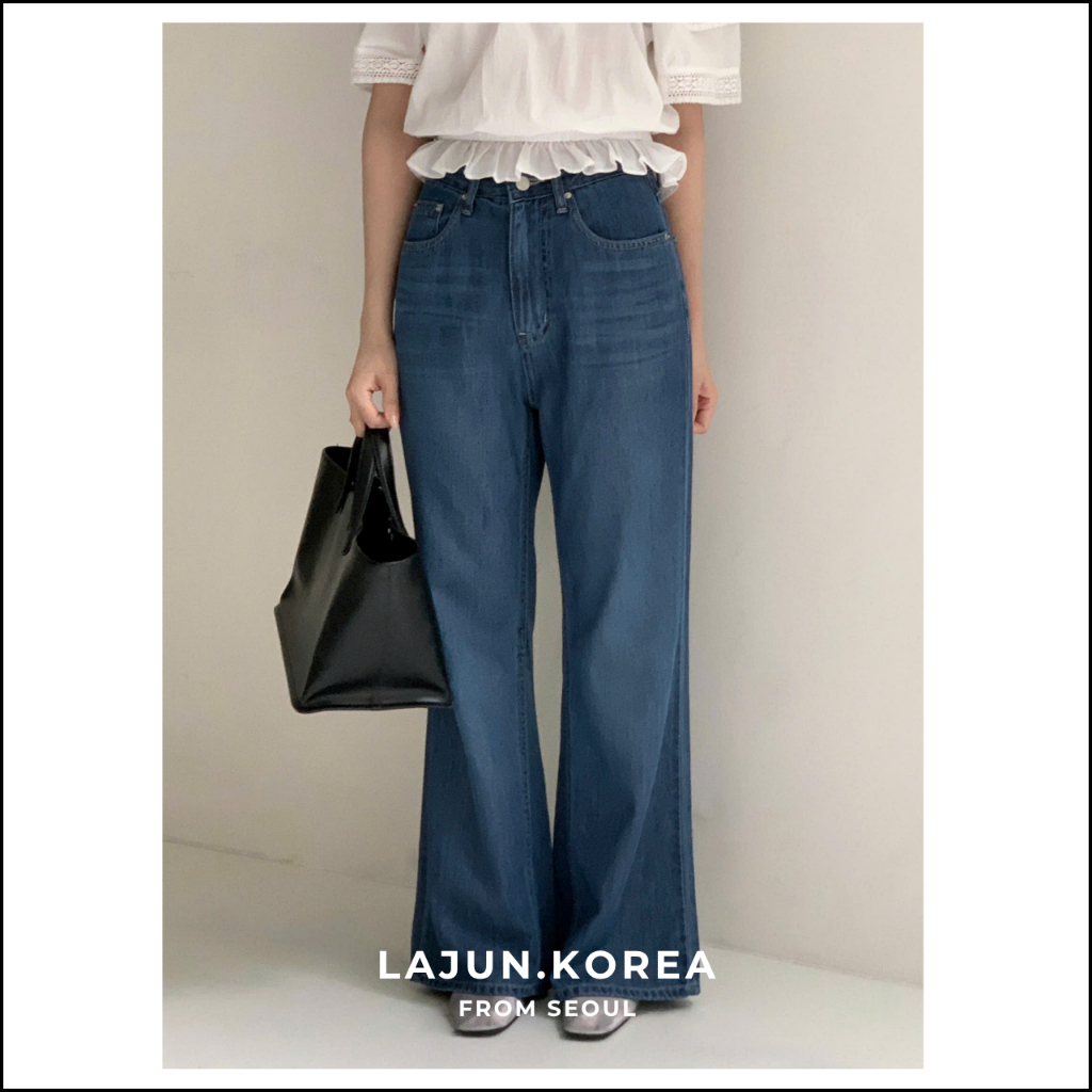 [LAJUN KOREA] Quần Jeans Chloe Form Suông Chất Nhẹ Mềm Mỏng Mát Thoải Mái Hàn Quốc