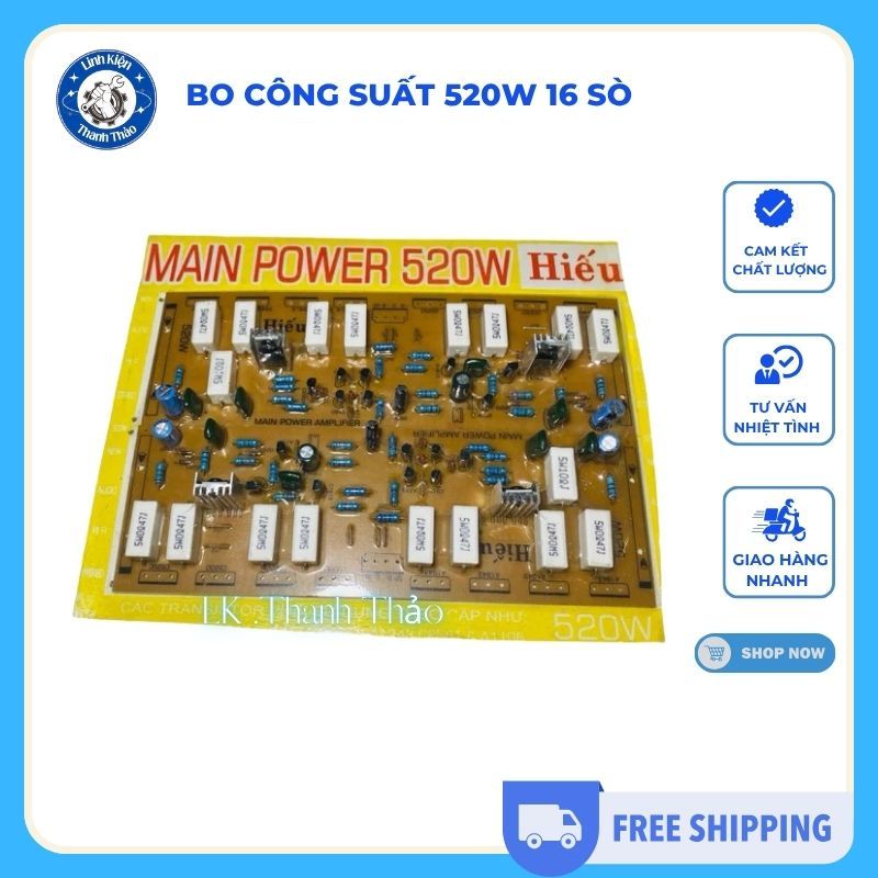 Bo công suất 520W 16 sò,mạch khuếch đại âm thanh công suất lớn