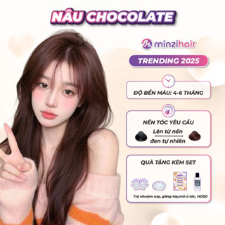 Thuốc nhuộm tóc màu NÂU CHOCOLATE, Nâu socola - lên từ nền tự nhiên tặng trợ nhuộm - Minzihair