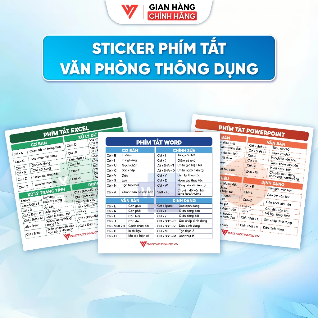 Nhãn Dán Phím Tắt Tin Học Văn Phòng Excel Word Powerpoint ĐÀO TẠO TIN HỌC