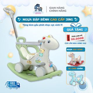  NGỰA BẬP BÊNH ĐA NĂNG CHO BÉ 3IN1 - XE CHÒI CHÂN - XE ĐẨY NHỰA NGUYÊN SINH HDPE 