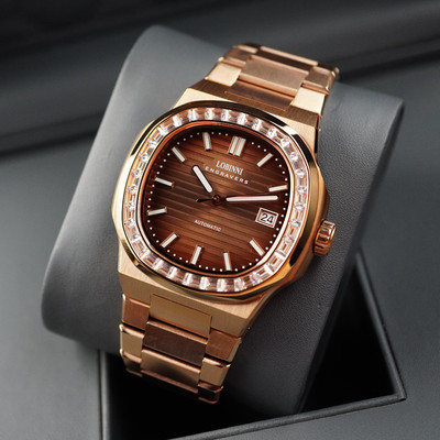 Đồng hồ nam chính hãng Lobinni  LB19069G-C2-T3 Kính sapphire,Chống nước 50m,Máy Cơ Automatic,dây thép mạ vàng xịn