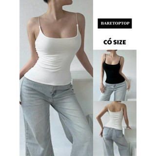 BARETOPTOP_[Có Size] Áo 2 Dây Sợi Bún Dáng Dài - Áo 2 Dây Nhọn Cotton Hai Lớp [Không Mút]_A660