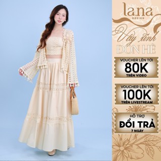 Set váy Thiên Giao thiết kế LA.NA DESIGN, combo 3 món chất lưới cotton mềm form dáng xuông nhẹ nhàng  - CB182