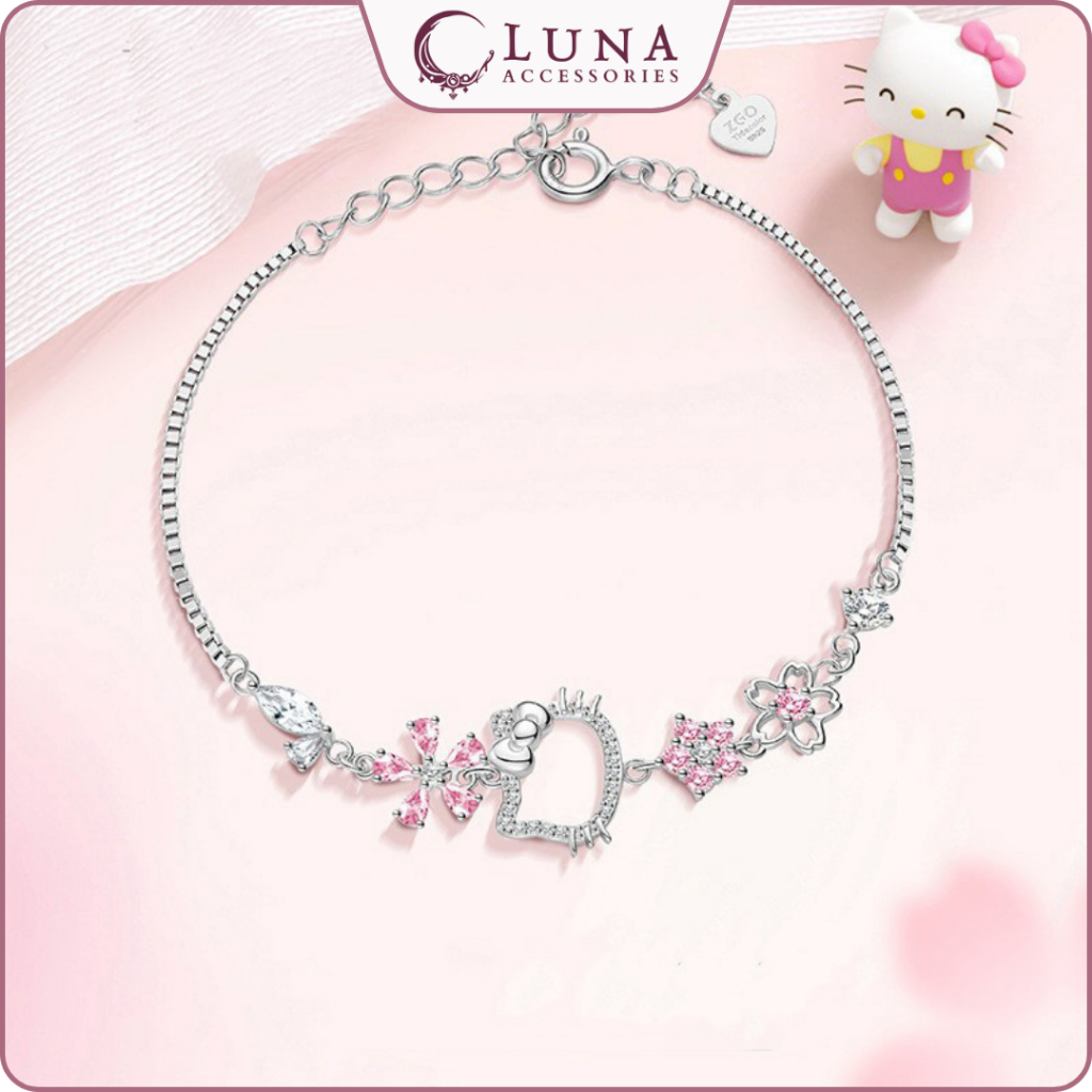    Tặng nước rửa bạc + hộp  VÒNG TAY HELLO KITTY CHO BÉ GÁI BẠN GÁI – SANG TRỌNG DỄ THƯƠNG  