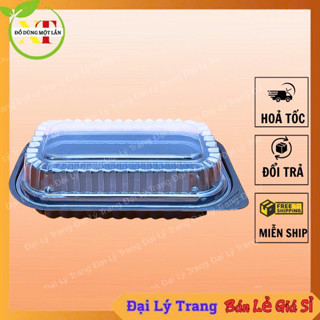 ( SET 250 ) Hộp nhựa HT17  đế đen CAO CẤP Đựng Thức ăn , bánh , rau câu , sushi _ đại lý trang
