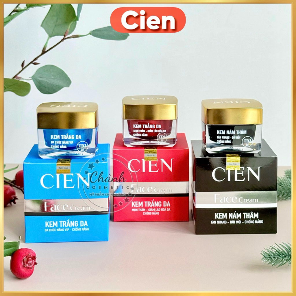 Kem CIEN Cao Cấp Giảm Mụn, Nám Thâm, Dưỡng Trắng, Giảm Lão Hoá, Dưỡng Ẩm, Chống Nắng 25g