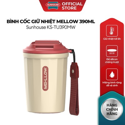 [OUTLET] Bình cốc giữ nhiệt Mellow 390ml Sunhouse KS-TU390MW - Inox 304 an toàn - Giữ nhiệt 6-8h - Nắp bật tiện lợi