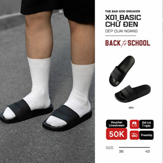 Dép quai ngang slipper nam nữ The Bad God Basic X01 chữ đen đế CVC chống trơn trượt