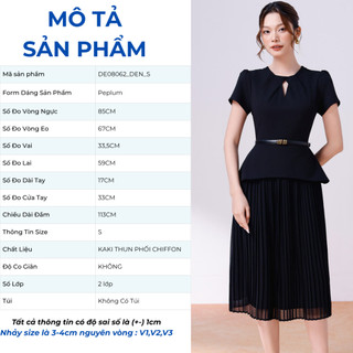 Đầm nữ dáng peplum dập ly GUMAC chất liệu thun kaki đứng form đầm may 2 lớp DE08062