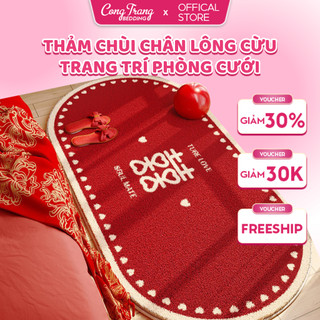  Thảm chùi chân Lông Cừu Chữ Hỷ Decor Trang Trí Phòng Cưới Phòng Ngủ - Hiện Đại Thấm Nước 