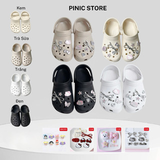  Dép Quai Hậu Gắn Charm Dễ Thương Phối Đồ Cực Xinh Thời Trang Nam Nữ Chống Nước Hỗ Trợ Đổi Size- Pinic.store 