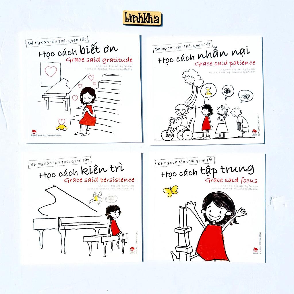 Sách song ngữ AV - Học cách Tập trung, Nhẫn nại, Kiên trì, Biết ơn_Grace said focus - Bé rèn thói quen tốt - Kim Đồng