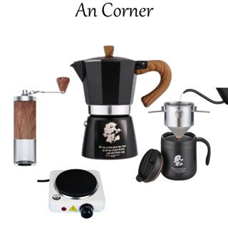 Bộ Ấm Ly Phin 5 Món Moka Espresso Beethoven Pha Cà Phê Kiểu Ý Tại Nhà AN CORNER