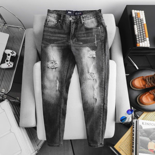 Quần jean big size nam màu đen xám khói ôm vừa dáng hàng cao cấp co giãn